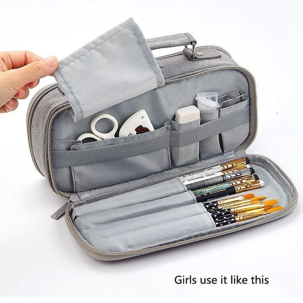 

Canvas Large Capacity Pencil Bag Stationery Stationery Storage Bag Creative Cotton And Linen Cosmetic Storage Bag Gifts