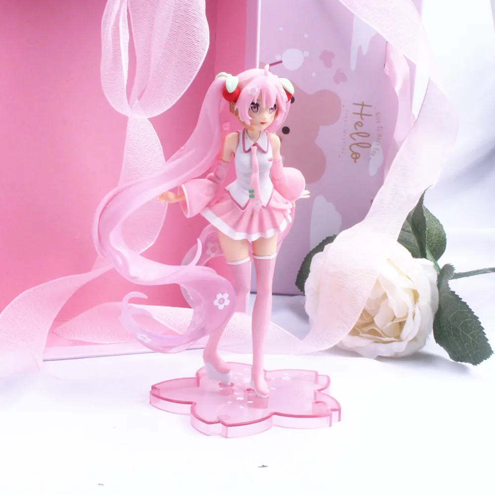 

2020 New 14cm Anime Pink Sakura Ghost Miku PVC Action Figures Girls Model Toys Collecting New Year Gifts for Girls