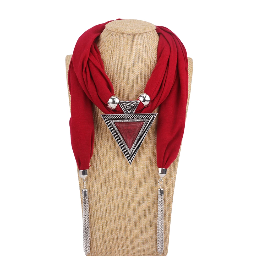 

New Pendant Scarf Necklace for women Long Tassel Black / white / khaki Cotton Necklaces Necklaces Jewelry Gift
