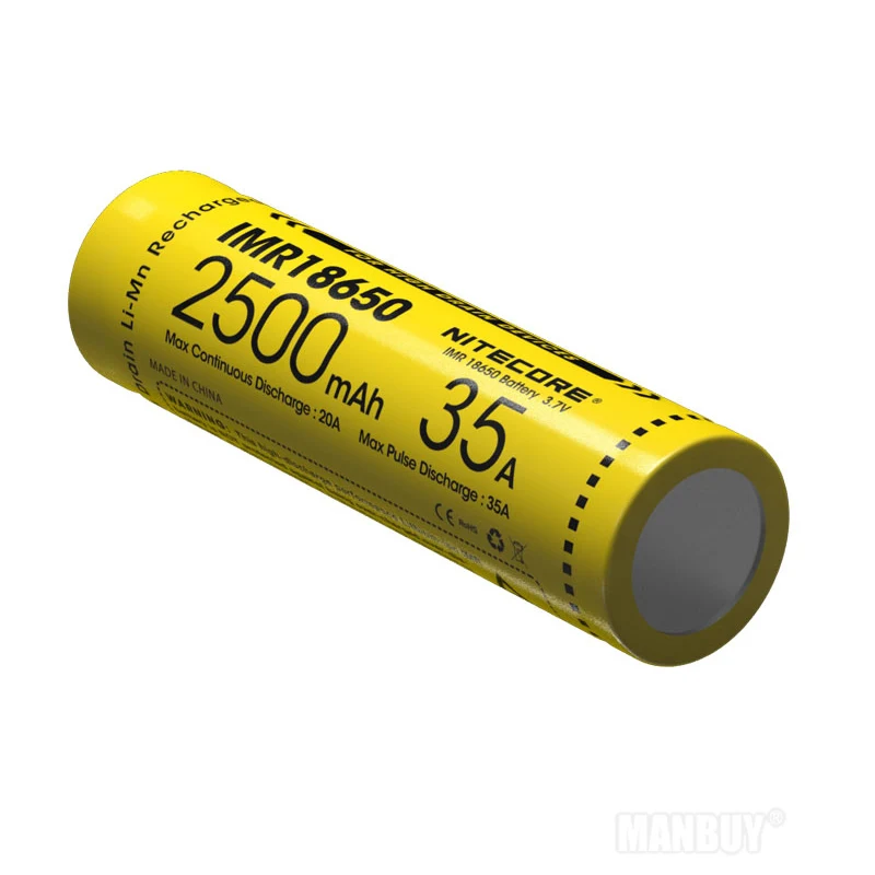 Аккумуляторная батарея NITECORE IMR18650 2500 мАч 35A 3 7 В литий ионная защита высокопрочные
