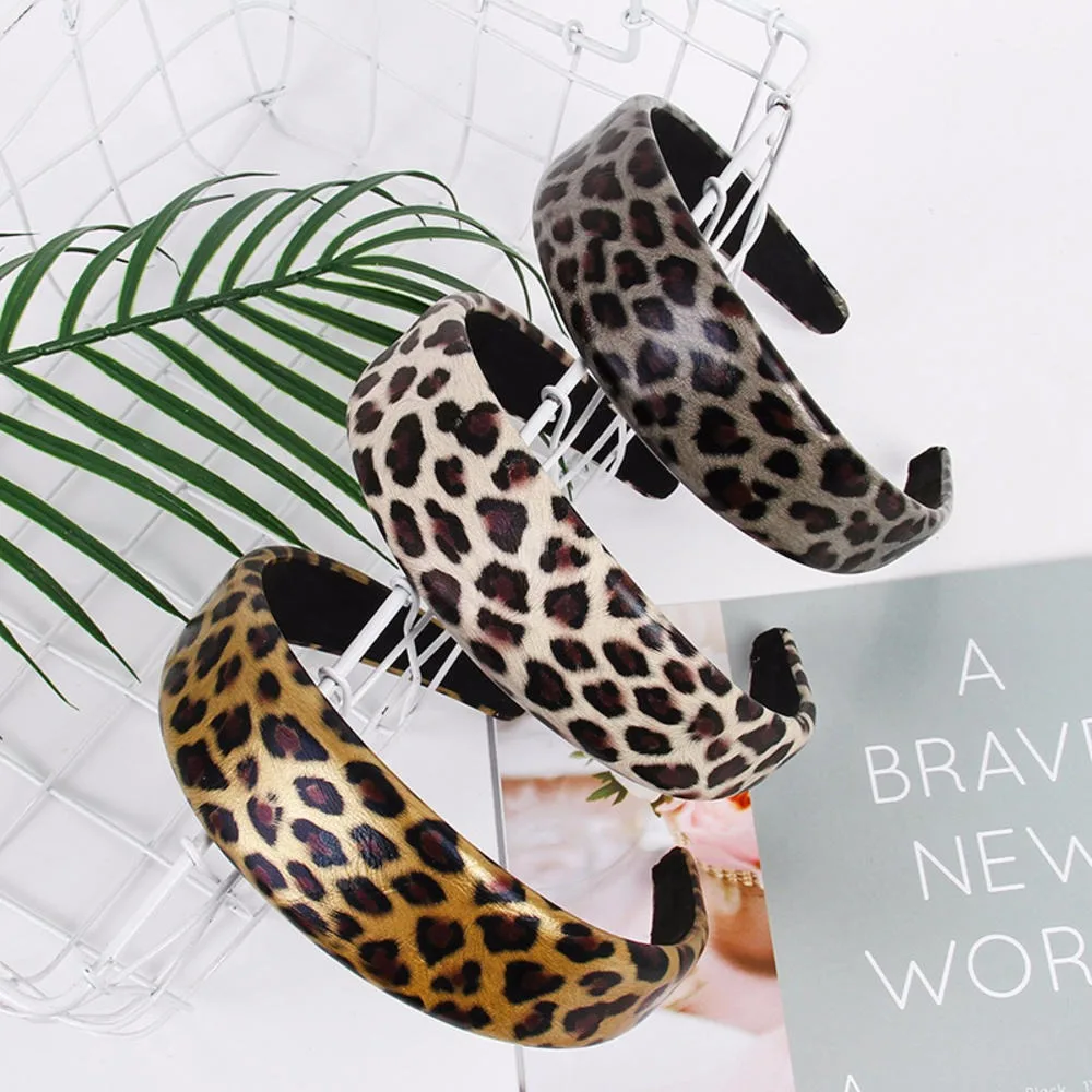 1 шт. женская кожаная с леопардовым принтом повязка для волос повседневной