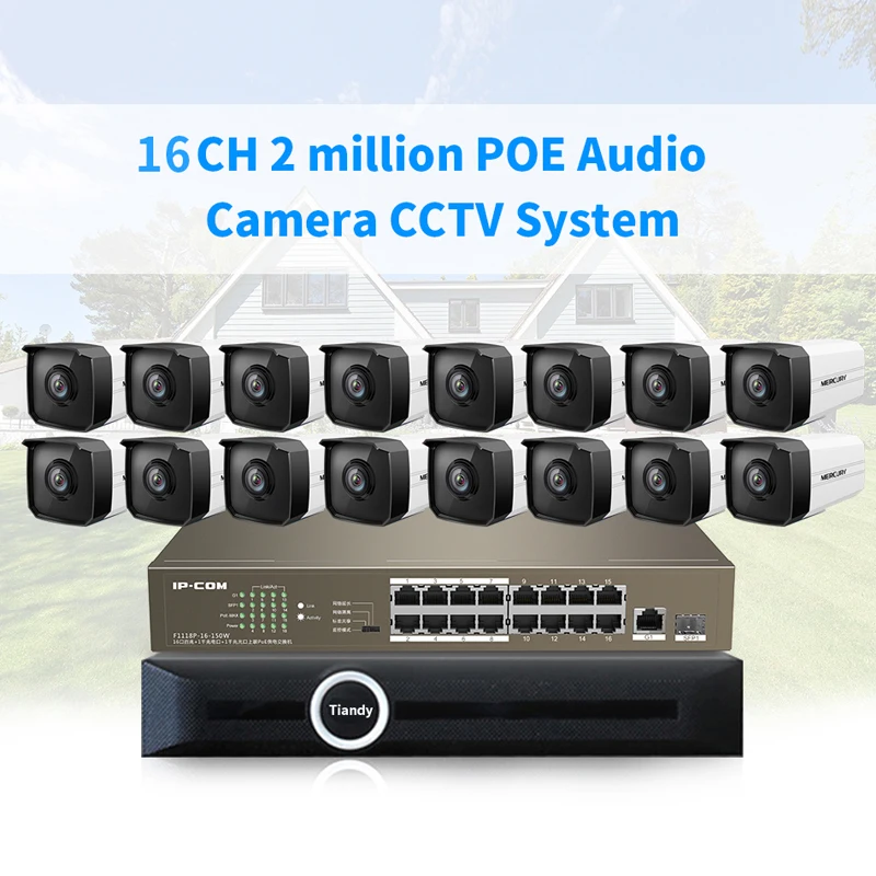 GLVISION H.265 16CH 2MP HD POE NVR наборы наружных ip-камер CCTV система видеонаблюдения P2P