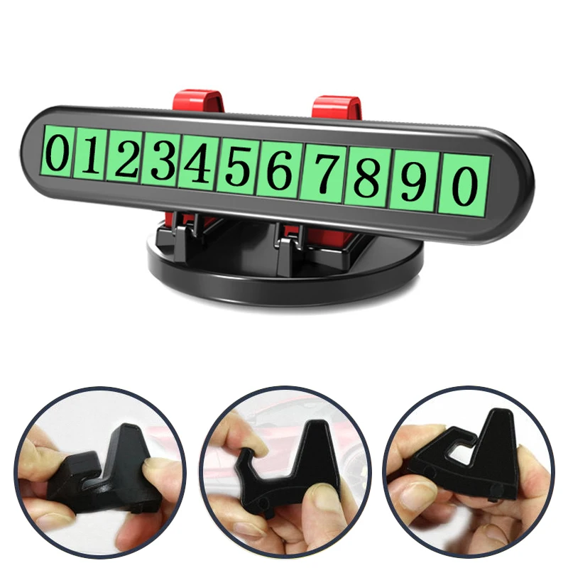 

360 Rotate Car GPS Cell Phone Holder Dashboard Sticking Universal Wear a Luminous Temporary Parking Phone Number Hidden Switch