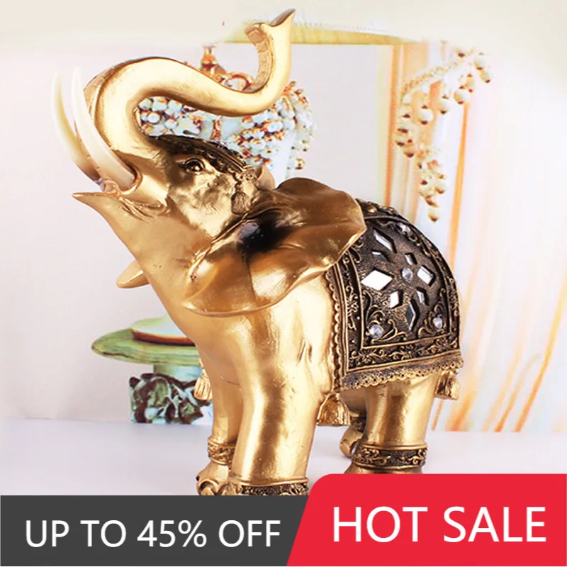 

Creative Elephant Desktop Decor Lucky Feng Shui Elegant Elephant Trunk Statue Lucky Wealth Figurine Crafts Ornaments for Home