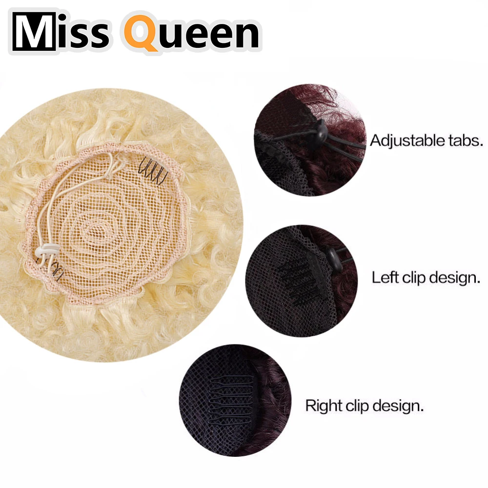 Накладные волосы Miss Queen афро пучок из синтетических волос 8 дюймов кудрявый с