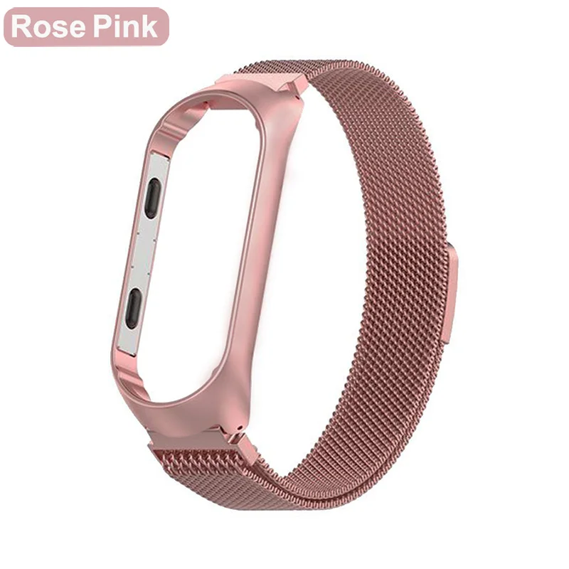 Rose Pink Ремешок для Xiaomi mi Band 4 металлический браслет для mi band 3 из нержавеющей стали ремешок для mi band сменные браслеты - Цвет: Rose Pink