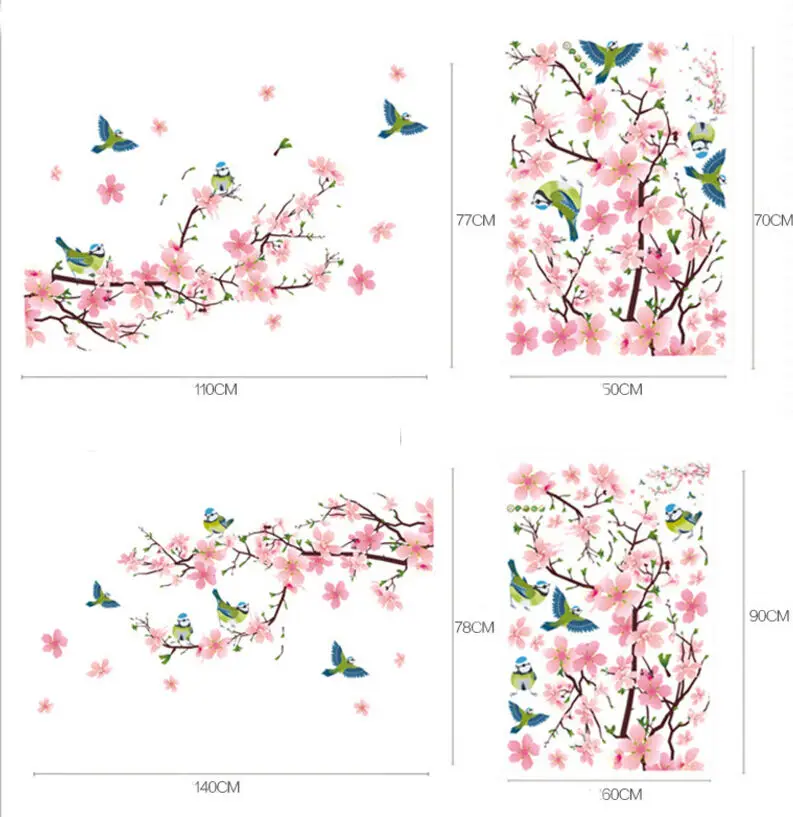 Персикового цвета сливы цветок вишни роспись бабочками настенные наклейки для