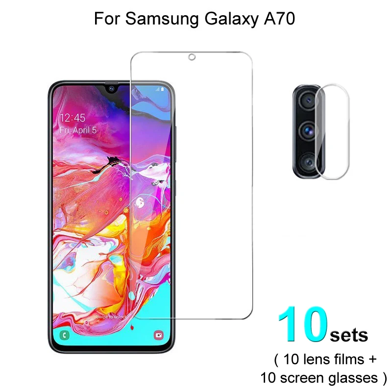 

Стекло для Samsung Galaxy A70, 10 комплектов, пленка для объектива камеры и протектор экрана, защитное закаленное стекло HD, взрывозащищенное