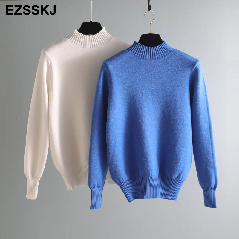 2021 Autumn winter cashmere basic warm Sweater velvet Pullovers Women female fur thick Turtleneck sweater knit Jumpers top | Женская