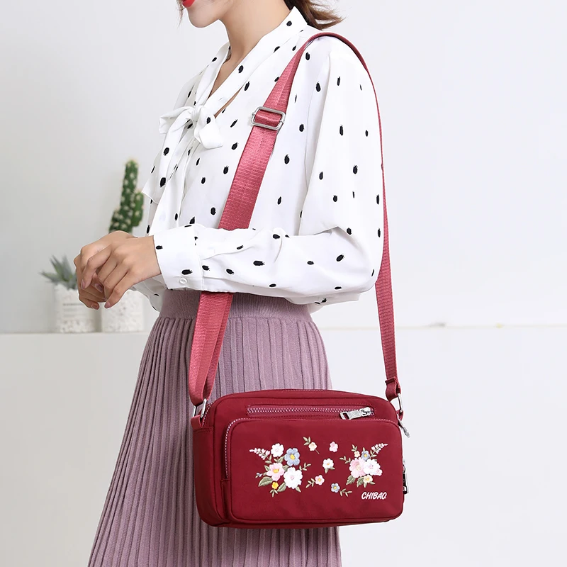 Bags for Women Nylon Crossbody Waterproof Female Messenger Bag Embroidery Shoulder Bag Small Fashion Women Messenger Bags