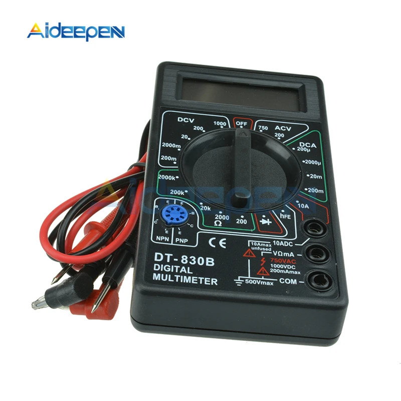 DT830B Мини ЖК-цифровой мультиметр Вольтметр Амперметр Омметр мультиметр Вольт AC DC транзистор диодный тестер метр с зондом