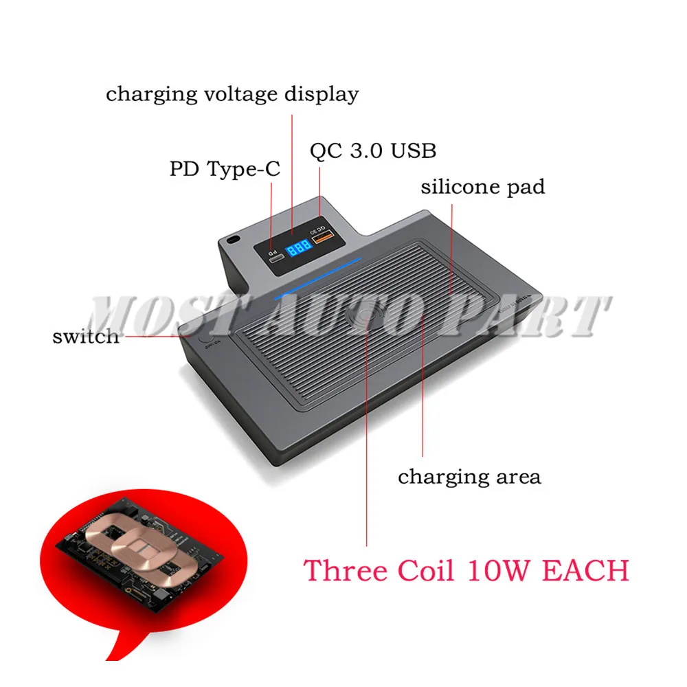 Внутреннее автомобильное беспроводное зарядное устройство для телефона