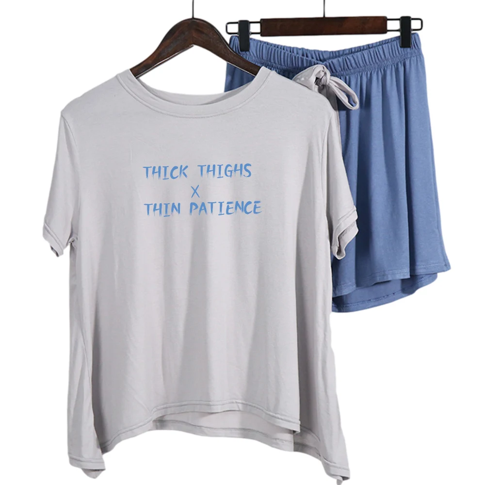 

Letter Print Pajamas Suit Cotton Cute Sleepwear for Girls Short Sleeve Thin Casual Summer Two Piece Set Women Pajama Sleep Tops