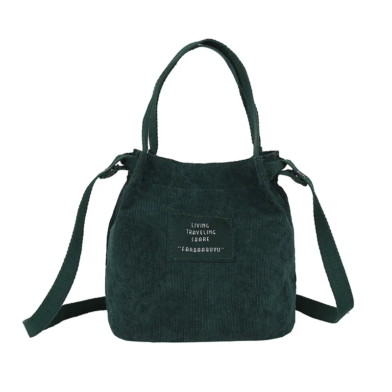 

Women's mini corduroy single shoulder bag new small canvas bag lady handbags retro recreation bucket bag girl