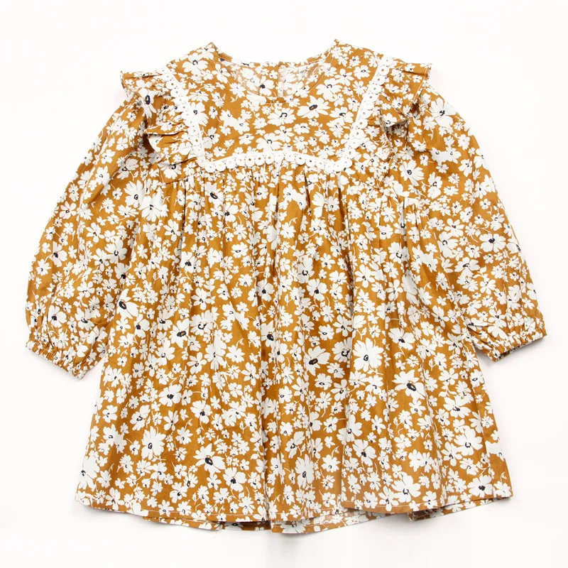 

Yellow Long Sleeve Dress Age For 4 - 14 Years Teenage Girls Evening Gowns 2021 New Spring Autumn Children Clothes Kids Frocks