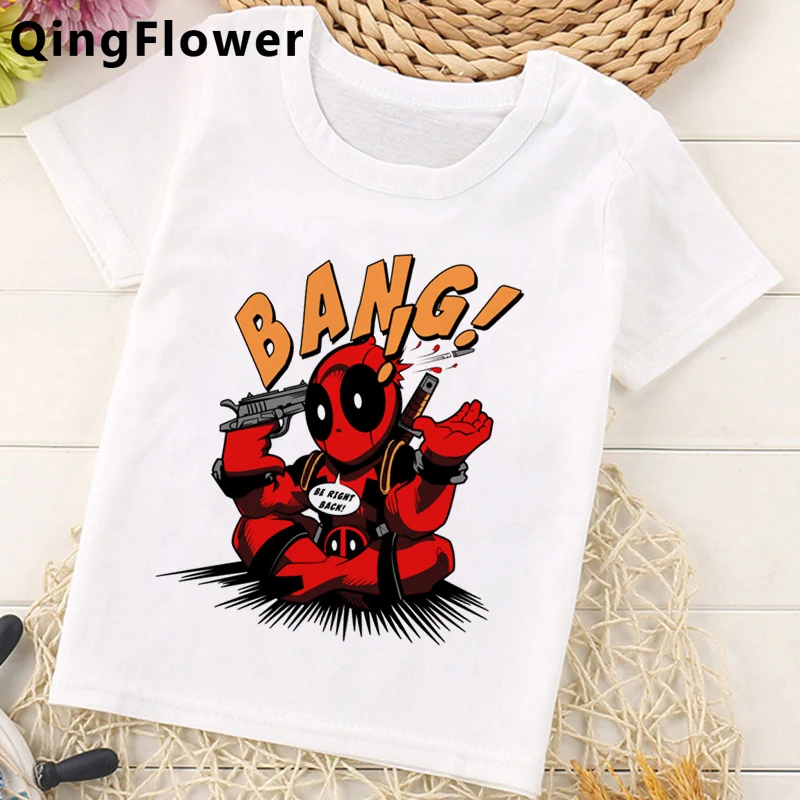 Футболка Дэдпул топ для детей девочек аниме милые модные с животным