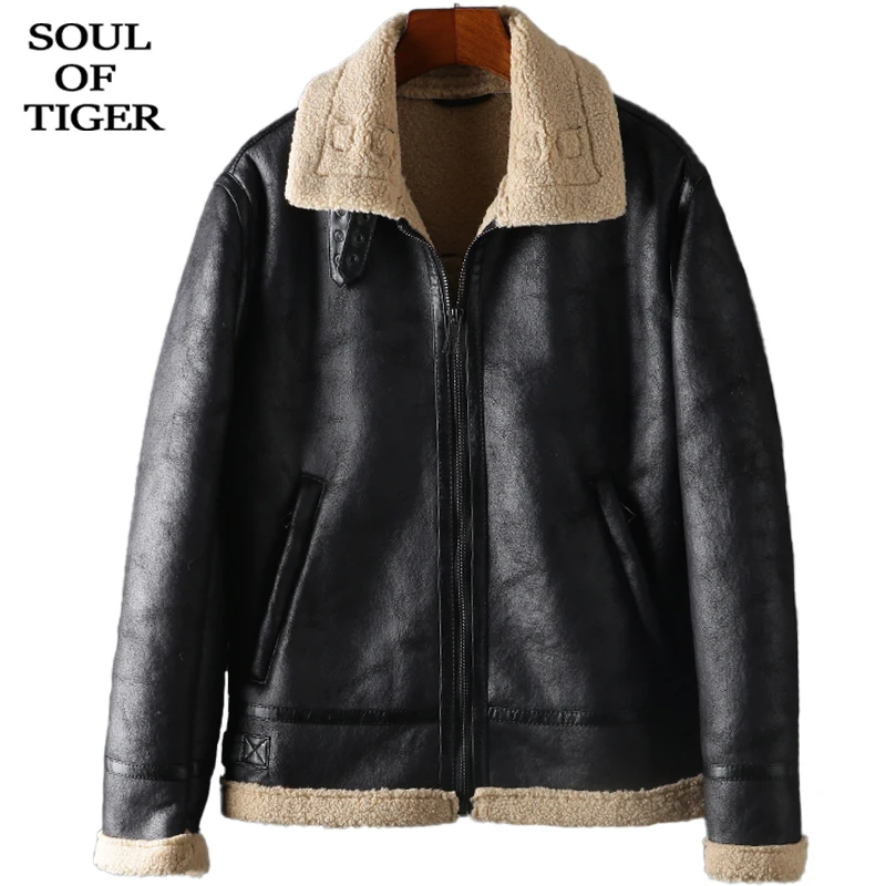 SOUL OF TIGER модные стильные зимние мужские винтажные мото кожаные куртки мужские толстые пальто из искусственного меха Байкерская одежда из искусственной кожи