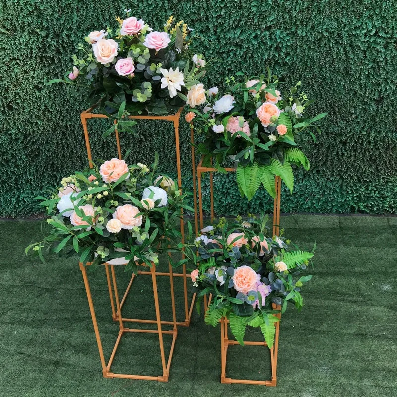 Ironwork-dispositivo floral geom&eacute;trico de carretera, caja de accesorios de boda, adornos, mesa de dise&ntilde;o floral, rectangular, gu&iacute;a de carretera-0