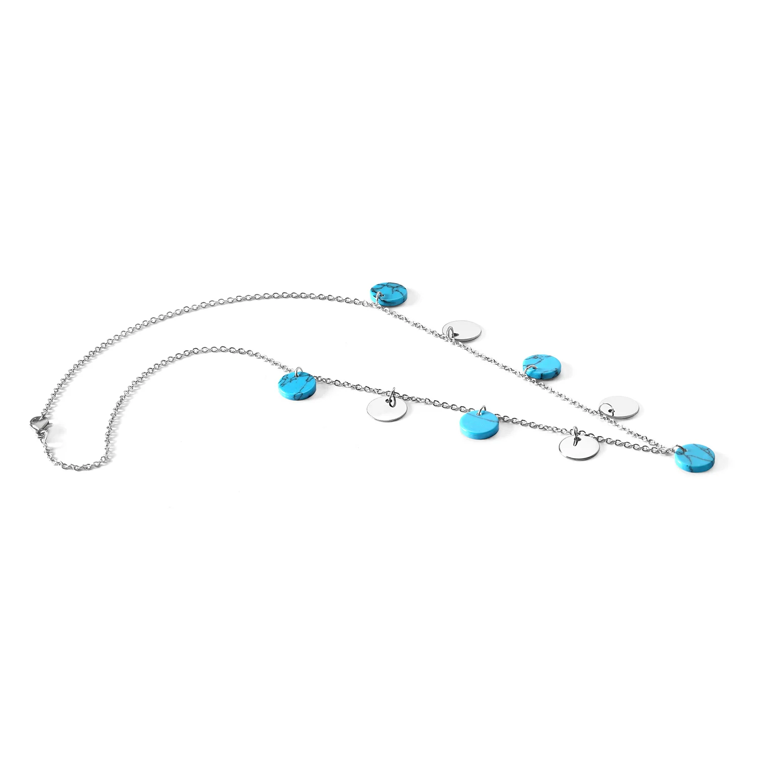 Модное колье LUXUSTEEL с подвеской 10 мм цвет серебристый ожерелье из нержавеющей