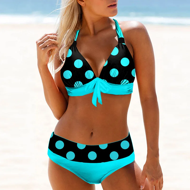 

Женский купальник-бикини с завышенной талией и чашками пуш-ап