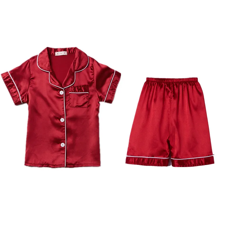 Шелковые пижамы для мальчиков новинка летняя детская одежда с коротким рукавом