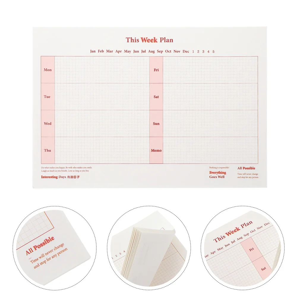 

2Pcs Weekly Plan Notepads Portable Note Pads Office Weekly Schedule Memos