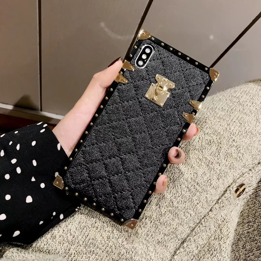 Мягкие кожаные чехлы из овечьей кожи для iPhone 12Pro 12 mini 11Pro Max квадратные клетчатые 11
