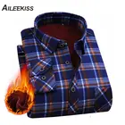 AILEEKISS теплая утепленная мужская рубашка в клетку повседневные зимние осенние мужские рубашки мужская теплая мягкая одежда мужская деловая рубашка XT845