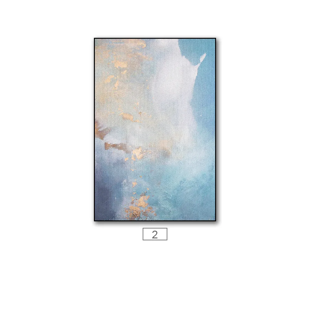 

Modern Abstract Gold foil river Blue Canvas Art Paintings For Living Room Bedroom Posters And Prints Wall Poster Home Decor