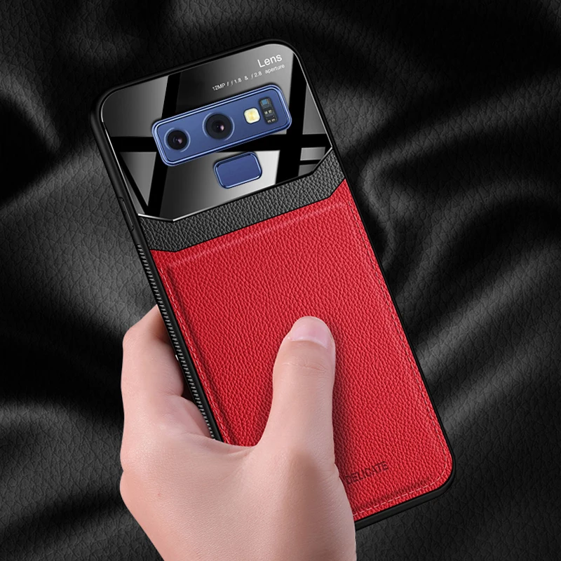 Чехол, для samsung Galaxy Note 9 8 Note9 Note8 на кожаном зеркальном стекле Силиконовый противоударный телефон Роскошные милые чехлы