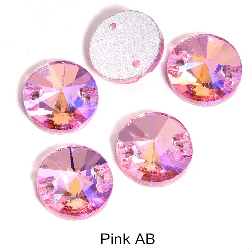 Pink-AB 5 размеров Красный AB Круглый Rivoli Кристалл Стекло пришивные стразы с плоской задней частью глубокий синий АВ пришивные стразы для свадебного платья B0999 - Цвет: Pink-AB