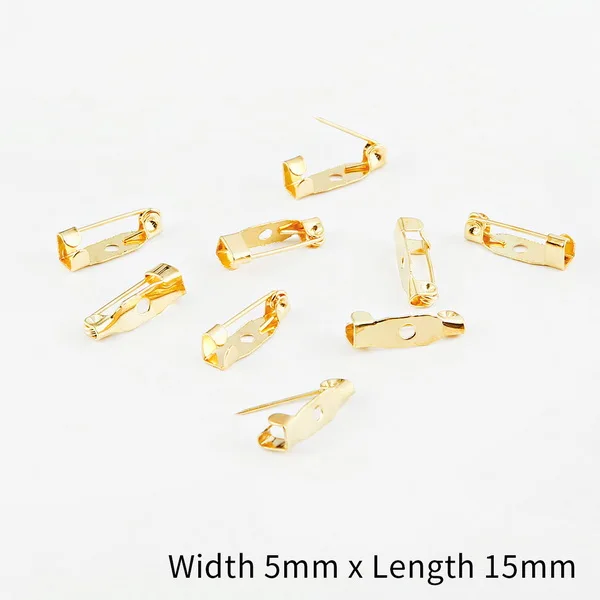 Gold 5x15mm 50 шт./Партия 15 20 25 30 35 мм золото/серебро/бронзовая брошь зажим базовые булавки безопасные булавки брошь настройки базы для украшений ручной работы Изготовление ювелирных изделий - Цвет: Gold 5x15mm
