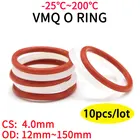 10 шт., силиконовые уплотнительные кольца VMQ, красныебелые, диаметр 4 мм, диаметр 12  150 мм