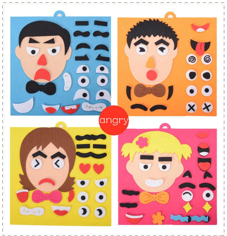 Детские DIY 3D игрушки головоломки мультипликационные наклейки для лица Обучающие