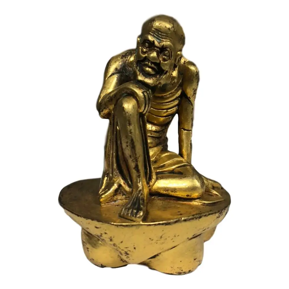 

LaoJunLu Red Copper Gilt Thin Bone Lohan Imitation antique bronze masterpiece collection of solitary Chinese traditional style