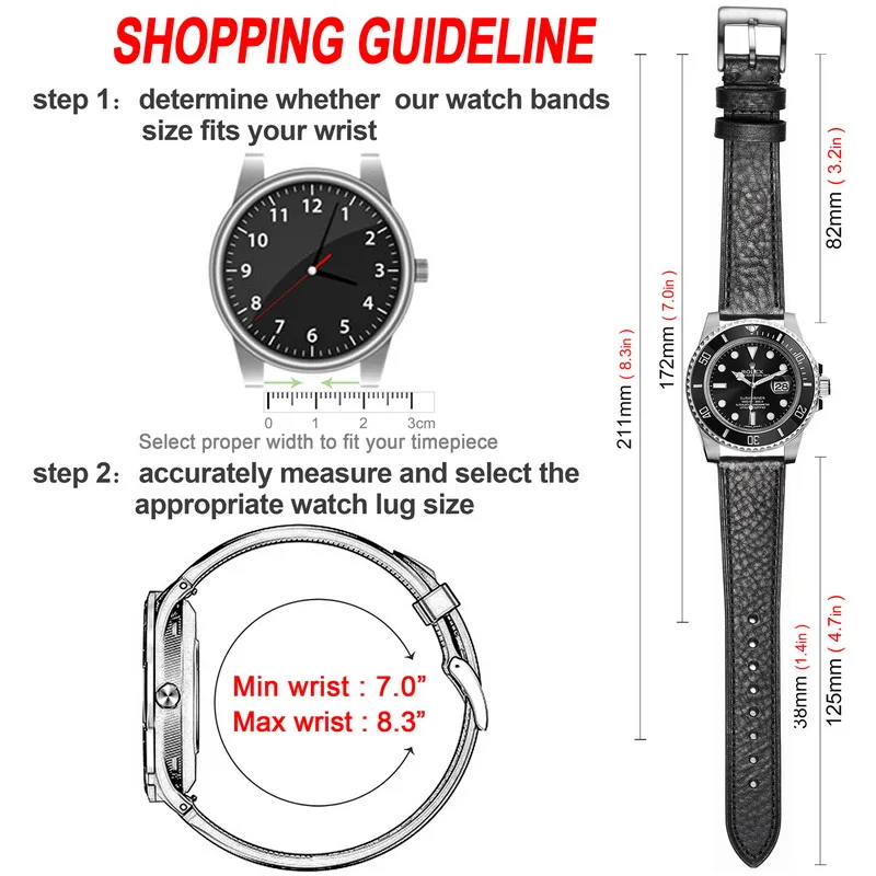 HEMSUT Italy Genuine Cow Leather Watch Band For Man Vintage Soft Wrap Handmade Leather Watch Straps Quick Release  22mm18mm20mm