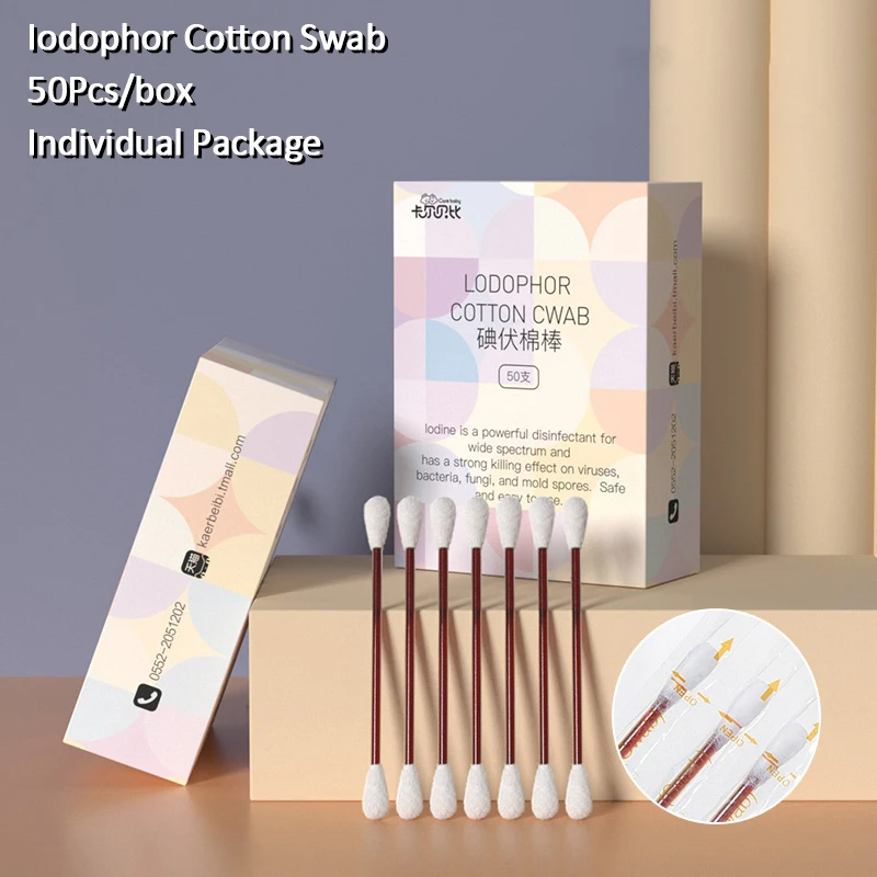 Одноразовые Медицинские Ватные тампоны с йодом дезинфицирующие палочки для