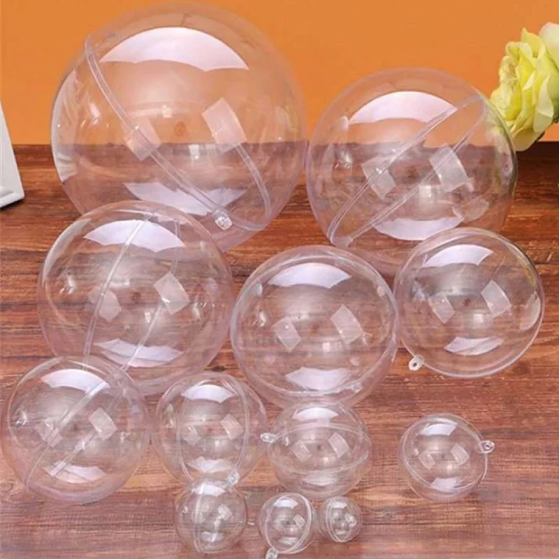 Christmas Clear Baubles Transparent Craft Fillable Ball Plastic Home Decor Wedding Garden Tree Hanging Party Gift Box Decoration