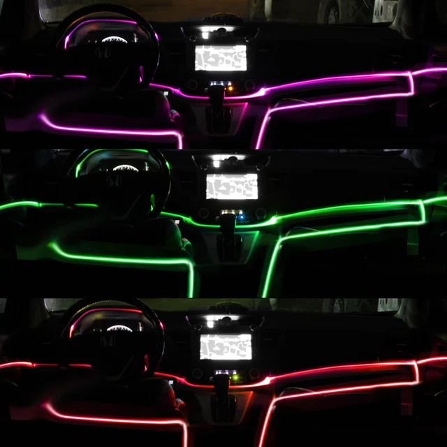 Car Interior Lights Decorative Ambient Lamp 64 Colors Multiple Modes Sound Control USB Optical Fiber Neon Atmosphere Light Strip 6