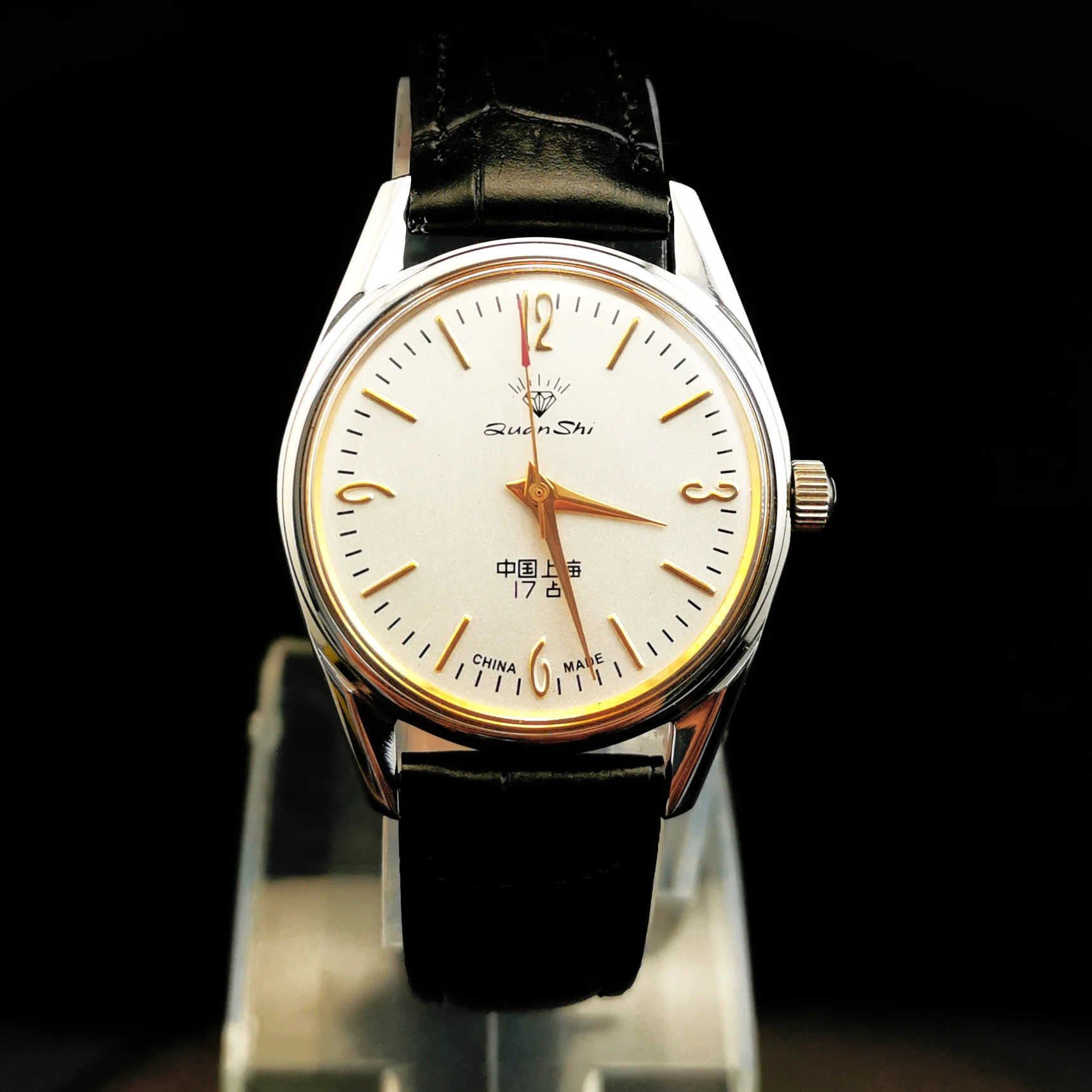 Shanghai-reloj mecánico para hombre, pulsera de mano Retro con diamantes de 17 pulgadas, con resorte, 8120