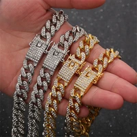new fashion jewelry 12mm wide cuban ink chain iced out rhinestones filled chain anklet for women punk hip hop ankle bracelet