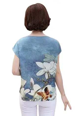 

Woman Summer Plus Size Hedging Loose Silk Tops Female Oversized Batwing Sleeve Tees Women Thin 10% Silk Shirts Lady Fold Blouse