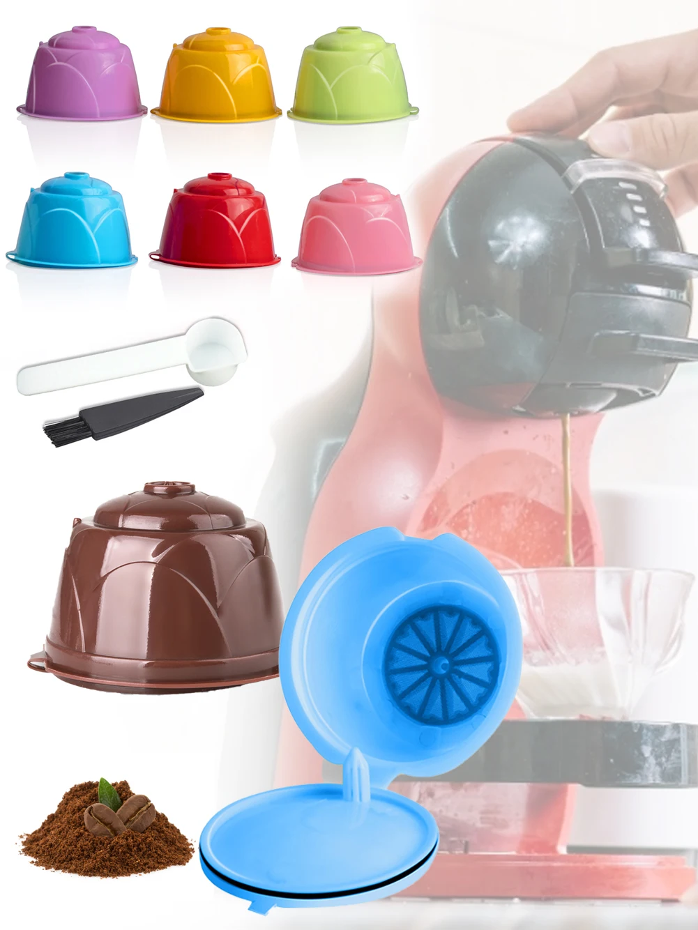 

1/6PCS Coffee Machine Reusable Capsule Coffee Cup Filter For Nescafe Refillable Coffee Cup Holder Pod Strainer for Dolce Gusto