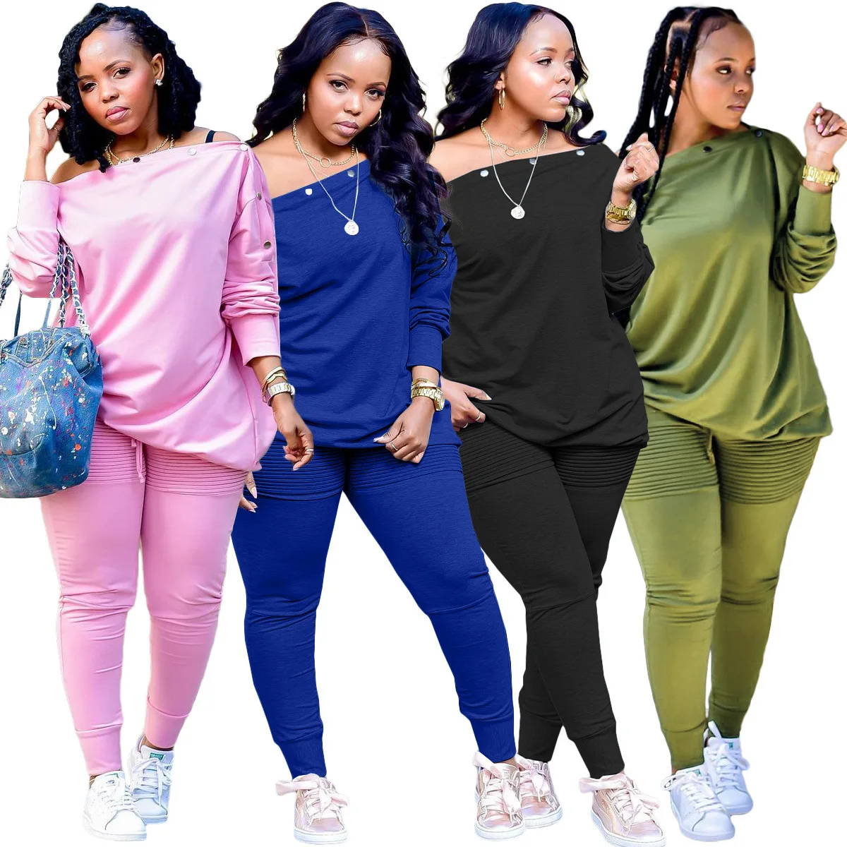 

Женский спортивный костюм-двойка с длинными рукавами и брюками