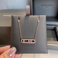 fashionable top brand 925 sterling silver high quality ladies necklace sliding diamond glamour christmas gift messica earrings