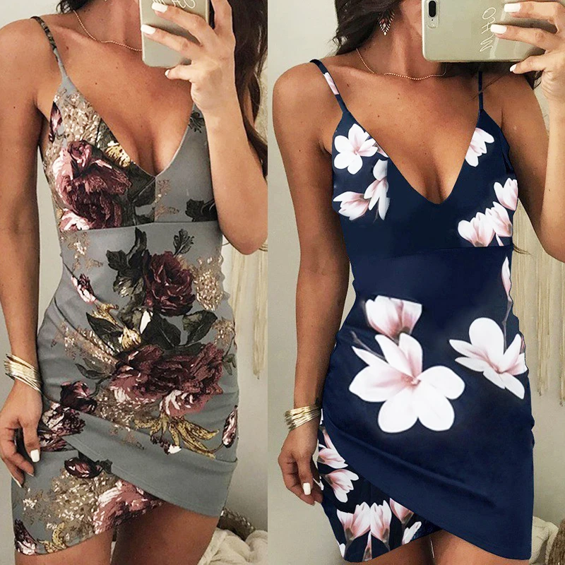 

Womens Sexy Irregular Mini Short Dress Fashion Floral Print Summer Dress Sexy Backless Off Shoulder Party Dress Women Vestidos