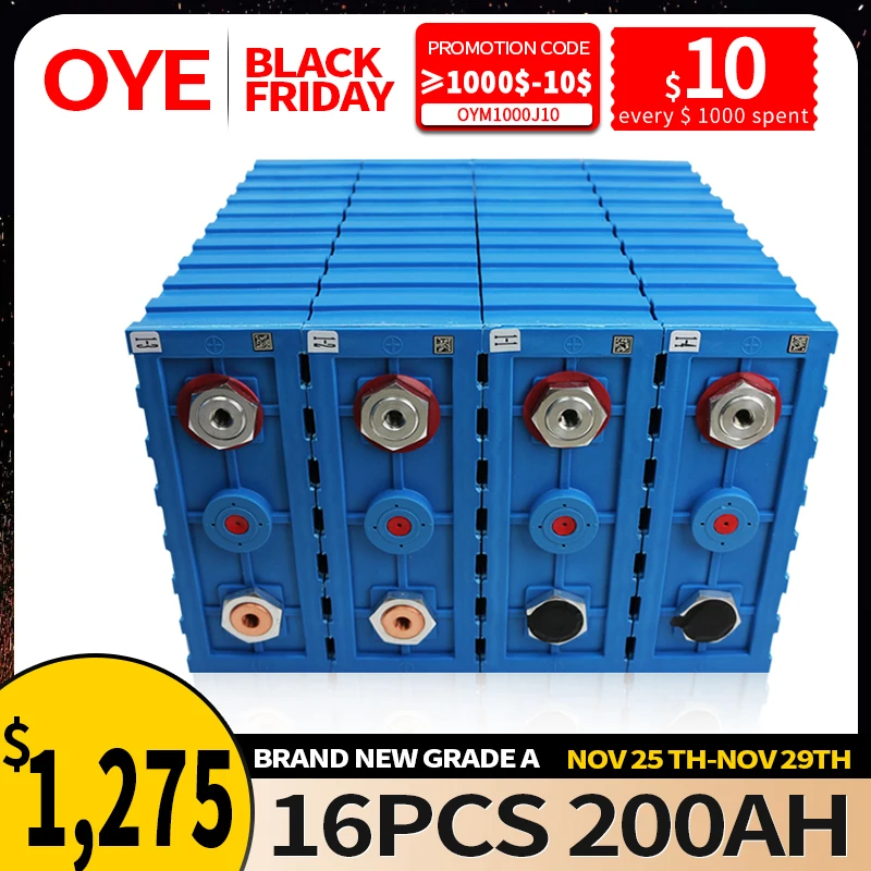 

16PCS Lifepo4 3.2V 200AH New SE200 Deep Cycle Gread A Battery Fully Match Lithium Iron Phosphate Cell DIY Solar EU US TAX FREE