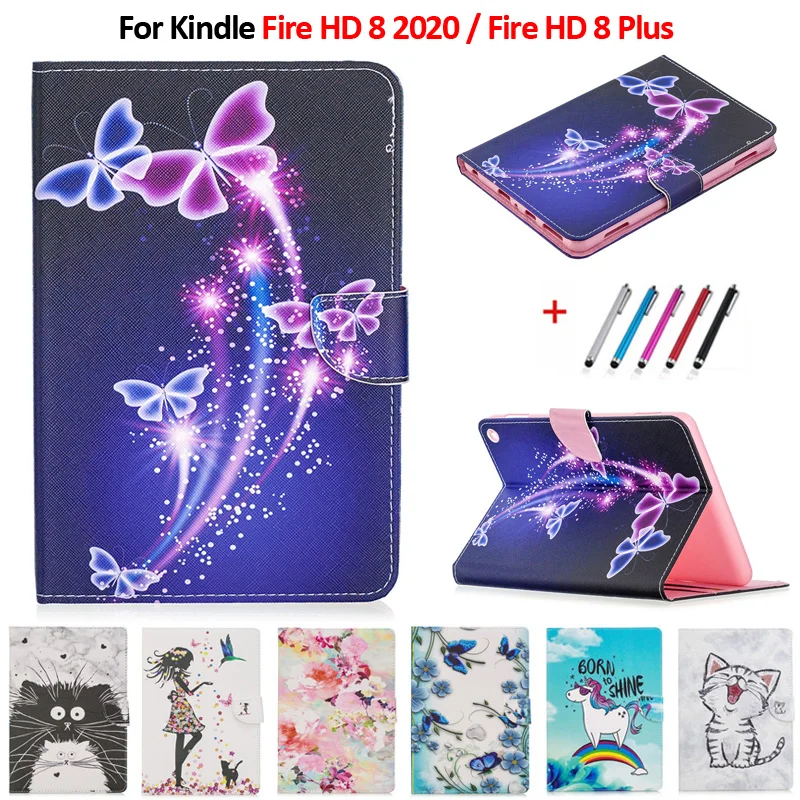 Чехол для Amazon Fire HD 8 2020 чехол планшета с бабочкой девочек кожаный чехол-подставка