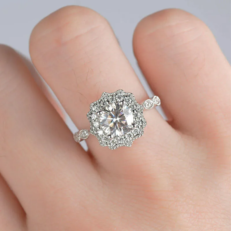 2019 Роскошное винтажное обручальное кольцо из розового золота/белого золота 2