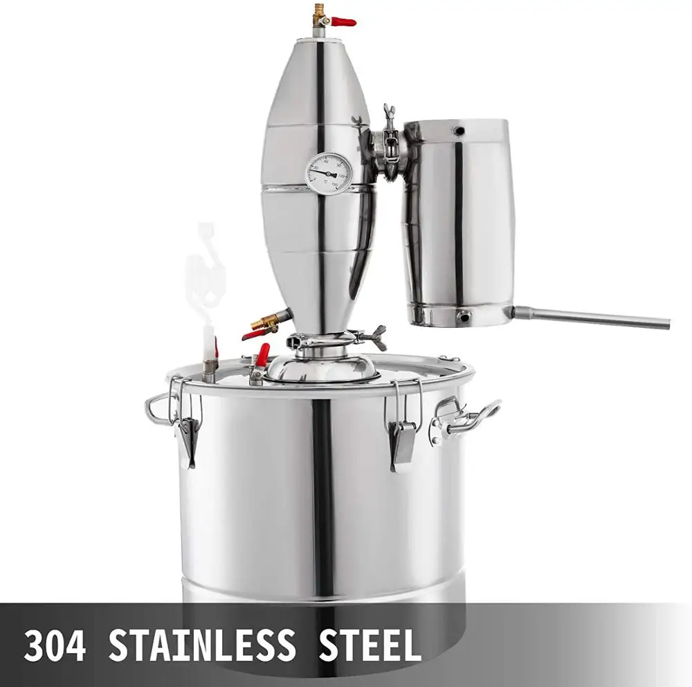 

30L 7.9Gal Water Alcohol Distiller 304 Stainless Steel Still Wine Making Boiler Home Kit with Thermometer